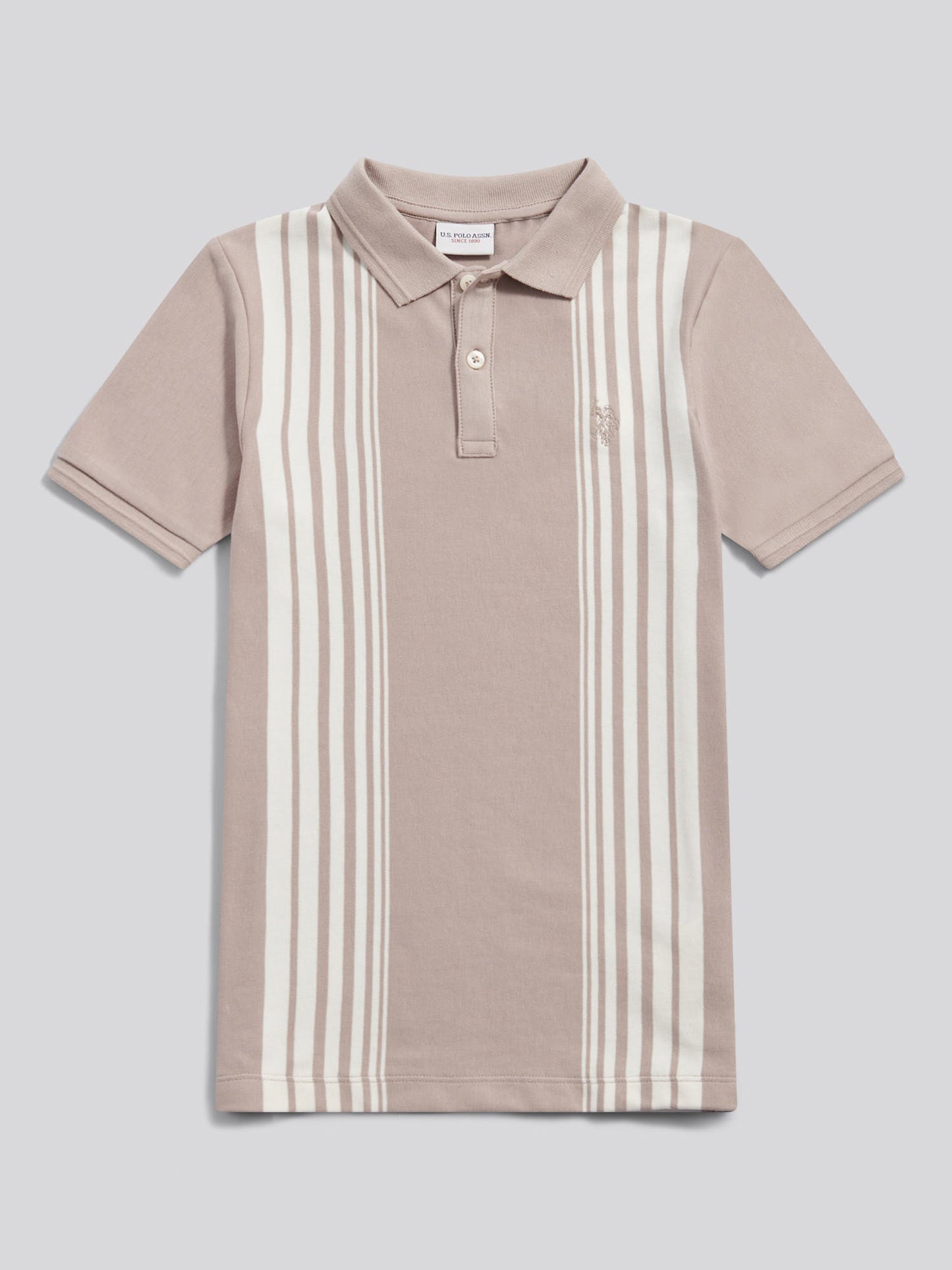 Boys Vertical Stripe Polo Shirt in Atmosphere