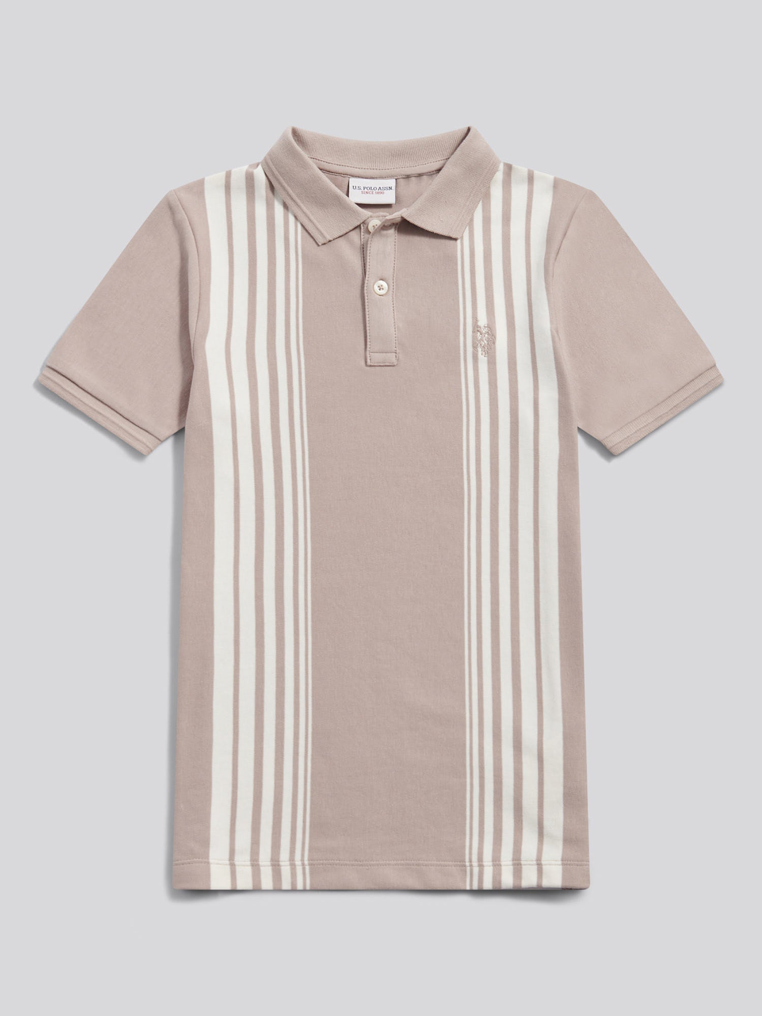 Boys Vertical Stripe Polo Shirt in Atmosphere