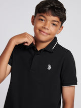 Boys Smart Pique Polo Shirt in Black
