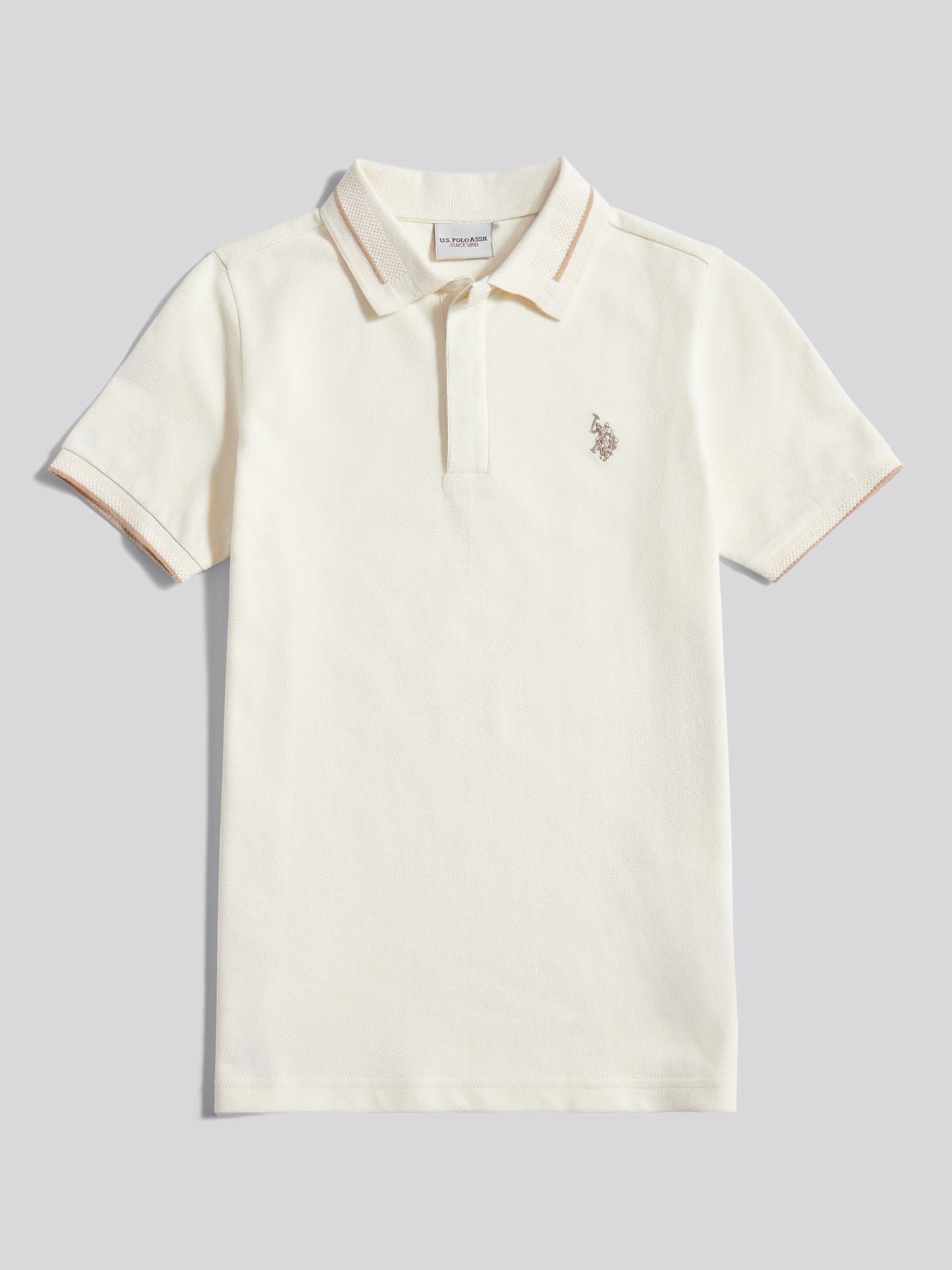 Boys Smart Pique Polo Shirt in Whisper White