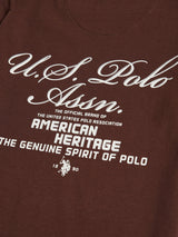 Boys Script Print Back Graphic T-Shirt in Chocolate Martini
