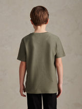 Boys Herringbone Texture T-Shirt in Mulled Basil
