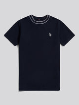 Boys Tipped Pique T-Shirt in Dark Sapphire Navy