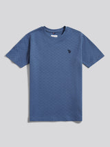 Boys Check Texture T-Shirt, in Vintage Indigo