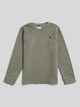 Boys Flat Pile Long Sleeve T-Shirt in Mulled Basil