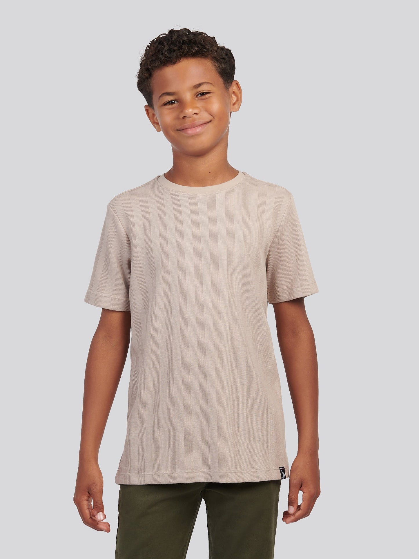 Boys Smart Vertical Texture T-Shirt in Atmosphere