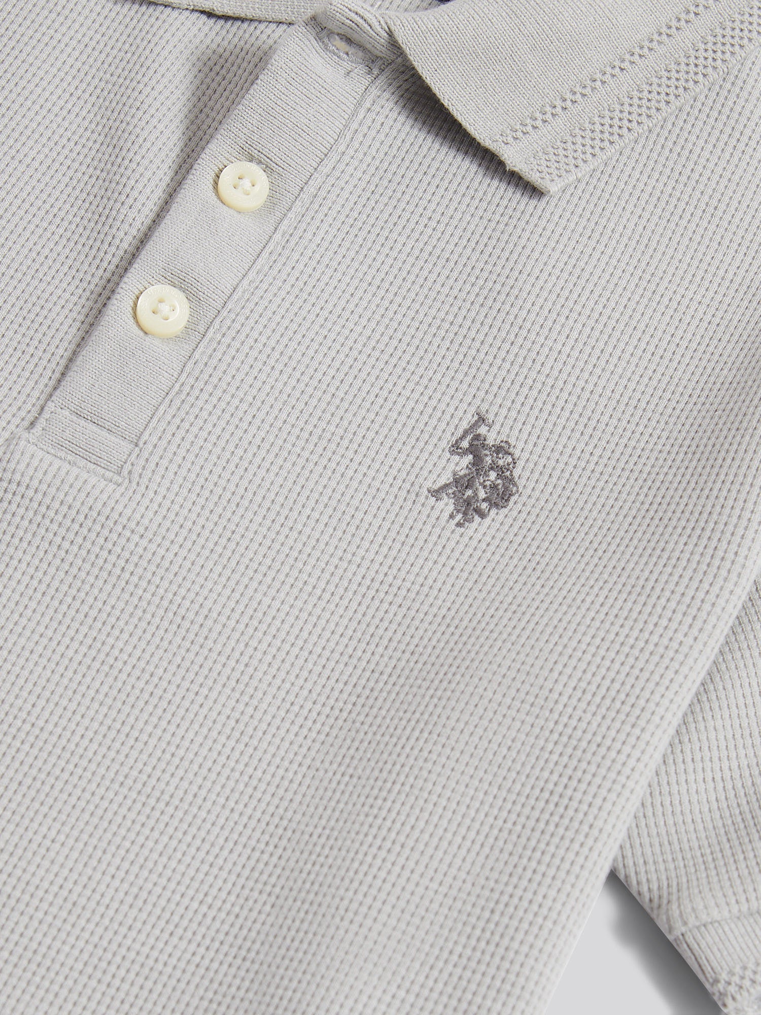 Boys Waffle Texture Polo Shirt in High Rise