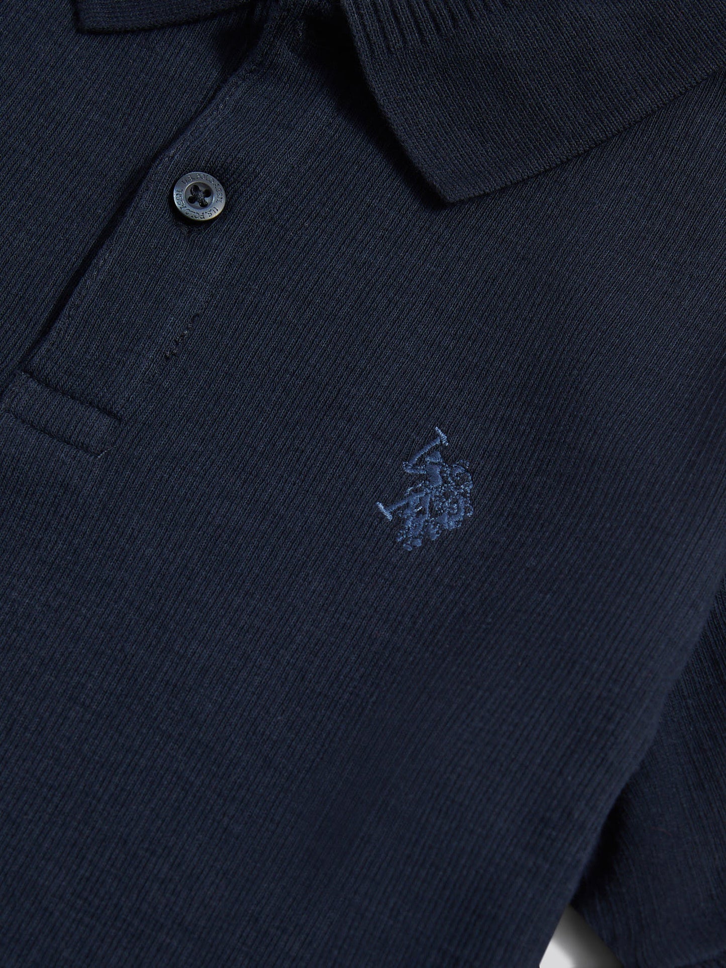 Boys Heritage Textured Polo Shirt in Dark Sapphire Navy / Moonlight Blue DHM