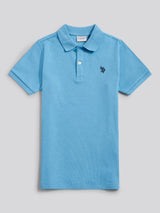 Boys Heritage Textured Polo Shirt in Heritage Blue