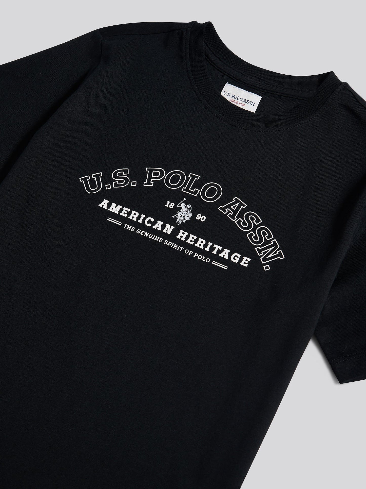 Boys Heritage Graphic Print T-Shirt in Black