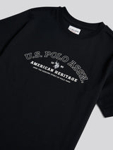 Boys Heritage Graphic Print T-Shirt in Black