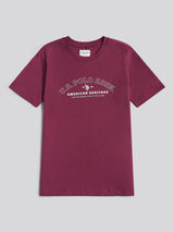 Boys Heritage Graphic Print T-Shirt in Grape Wine
