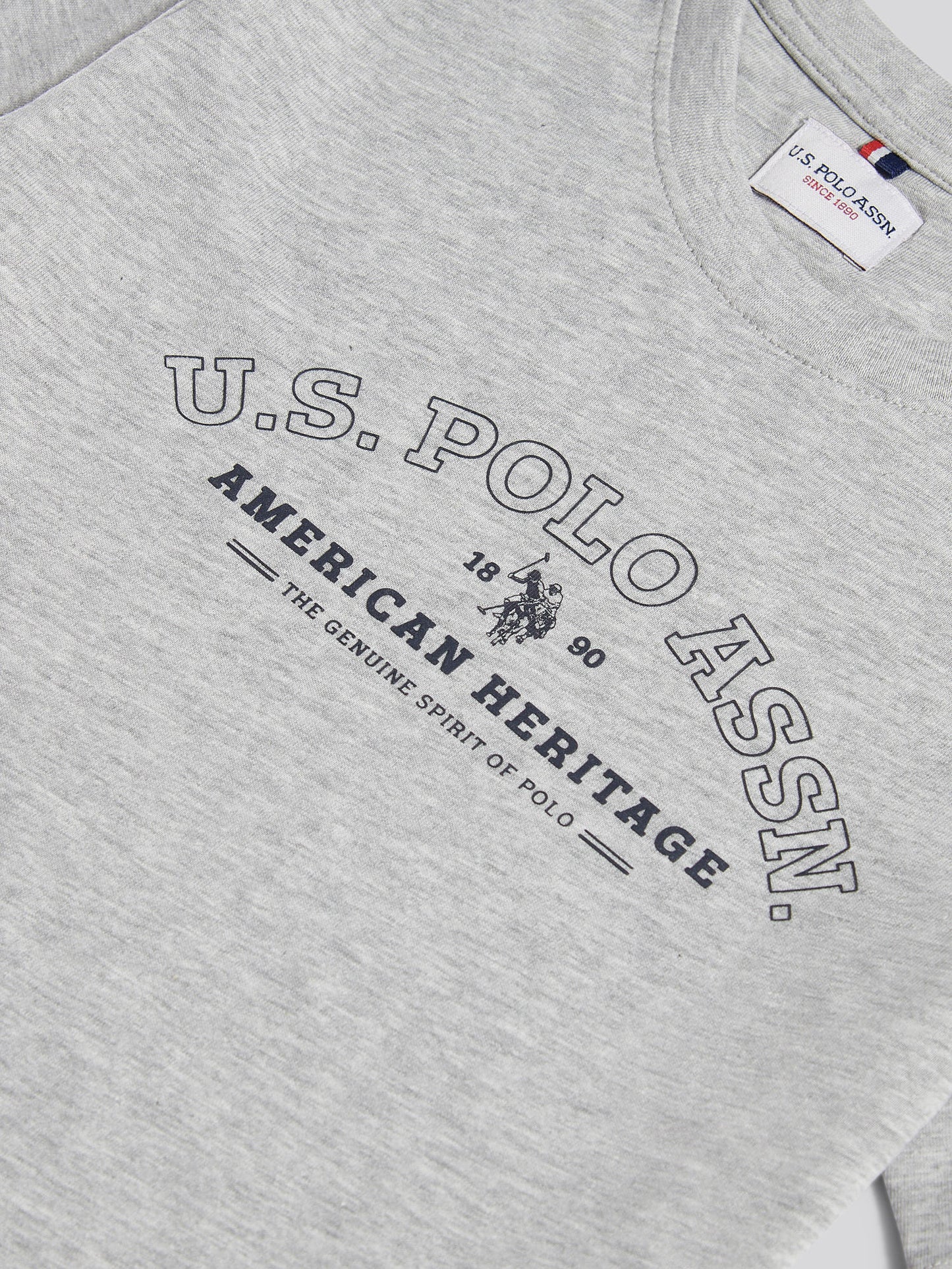Boys Heritage Graphic Print T-Shirt in Mid Grey Marl