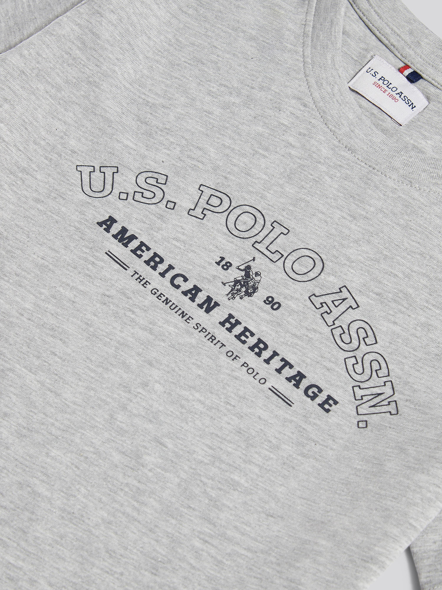 Boys Heritage Graphic Print T-Shirt in Mid Grey Marl