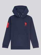 Boys Player 3 Hoodie in Dark Sapphire Navy / Haute Red DHM