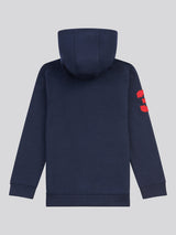 Boys Player 3 Hoodie in Dark Sapphire Navy / Haute Red DHM