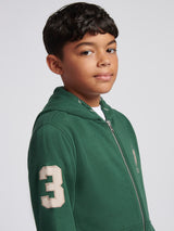 Boys Player 3 Zip Hoodie in Pineneedle