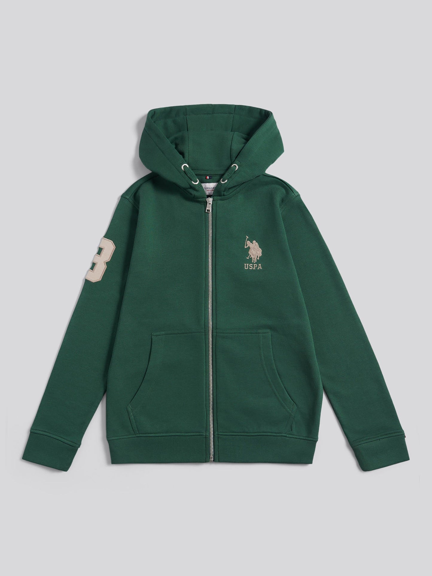 Boys Player 3 Zip Hoodie in Pineneedle
