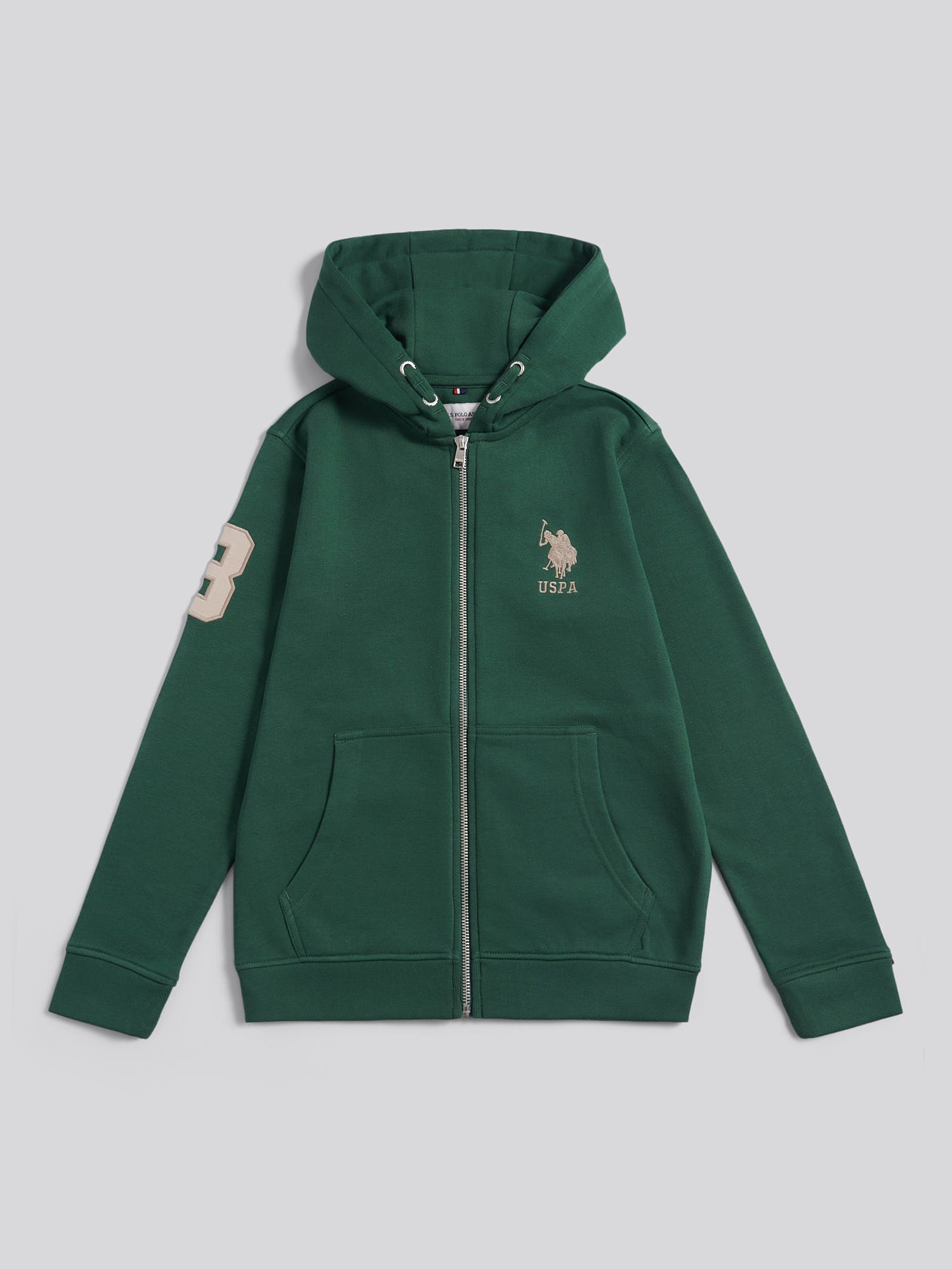 Boys Player 3 Zip Hoodie in Pineneedle
