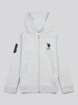 Boys Player 3 Zip Hoodie in Mid Grey Marl