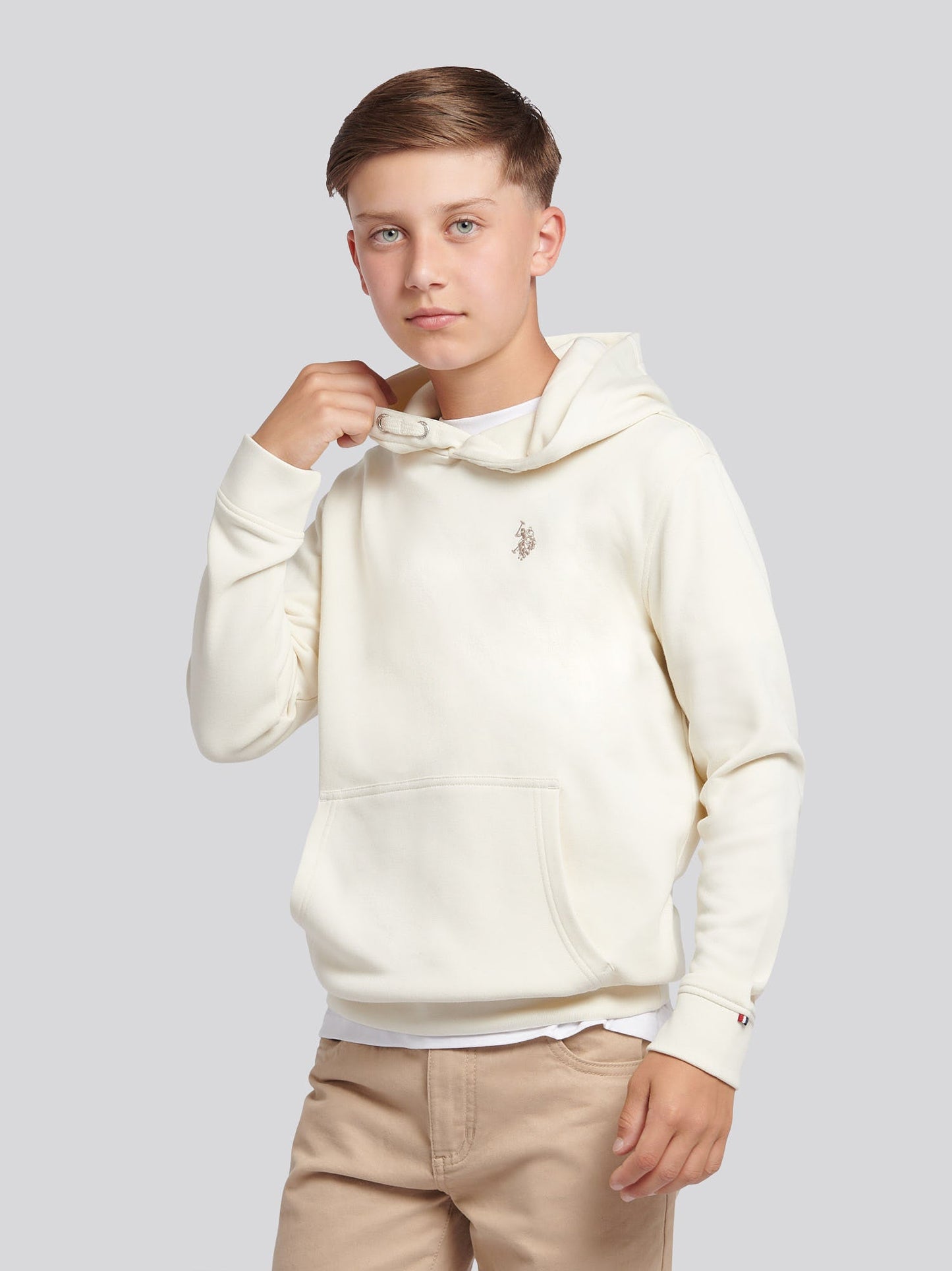 Boys Double Horsemen Hoodie Whisper White