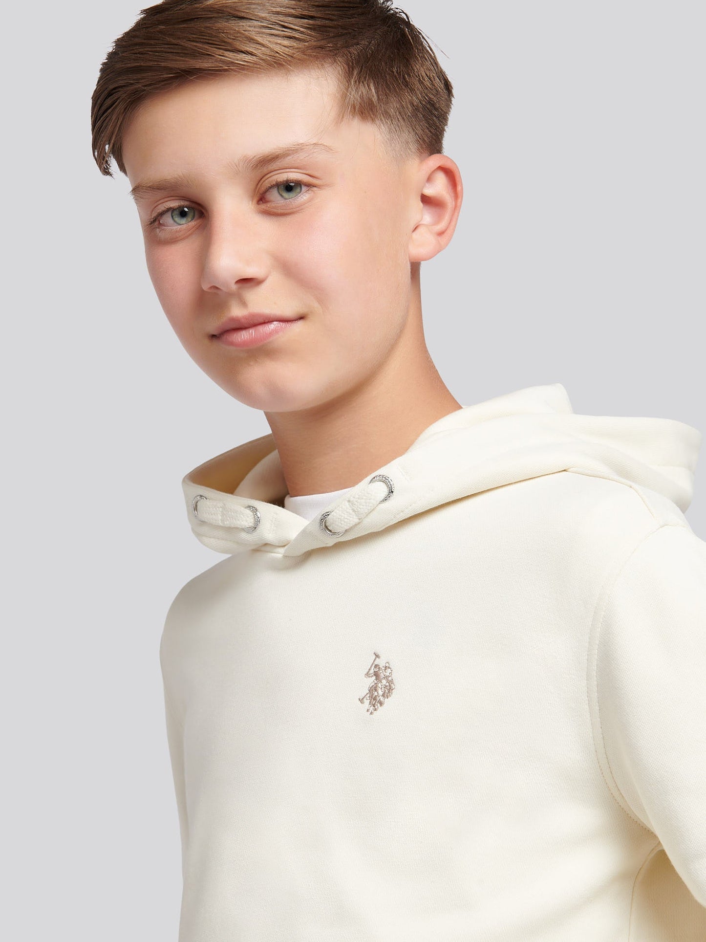 Boys Double Horsemen Hoodie Whisper White