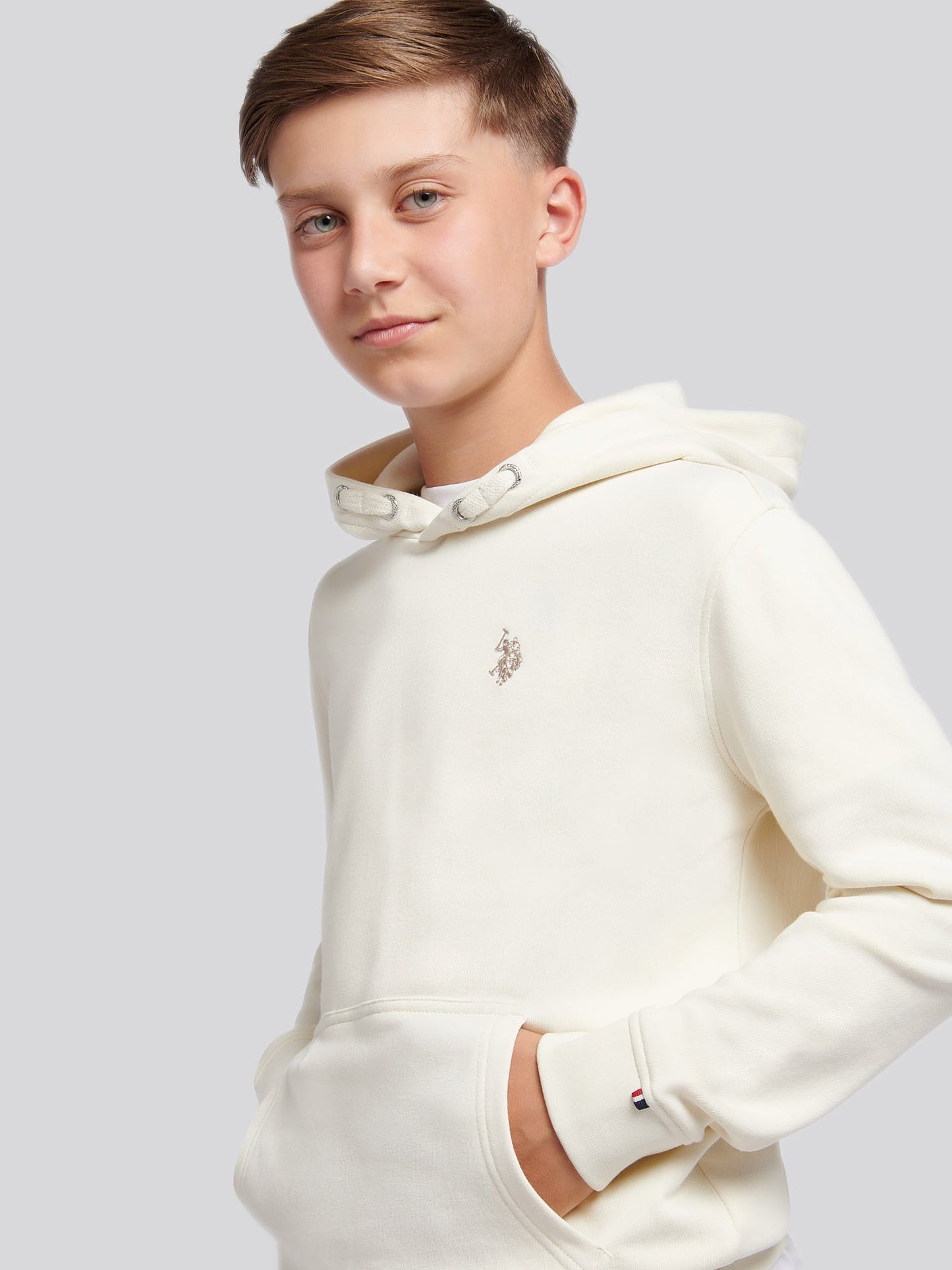 Boys Double Horsemen Hoodie Whisper White