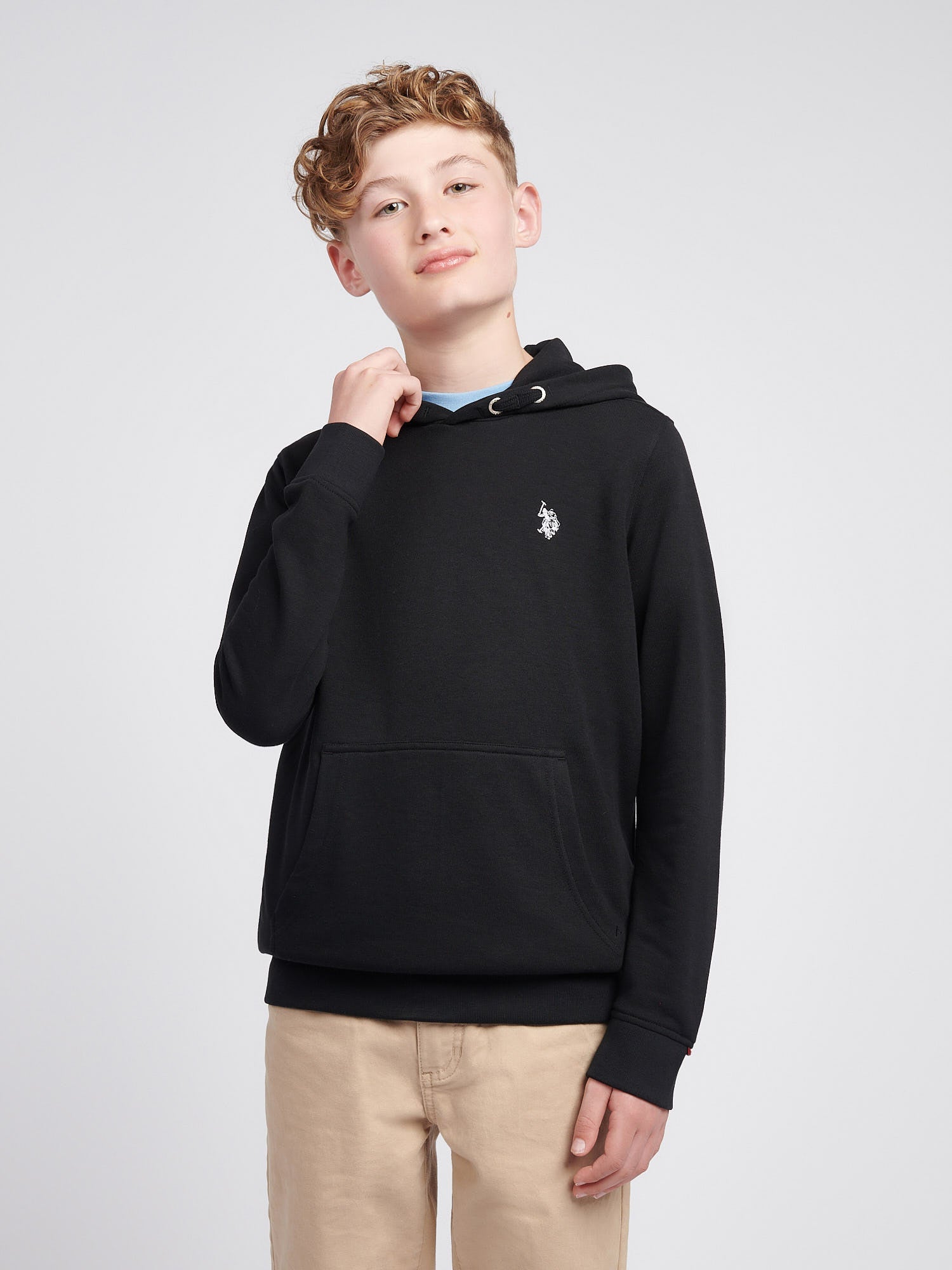 Boys Double Horsemen Hoodie Black Bright White DHM