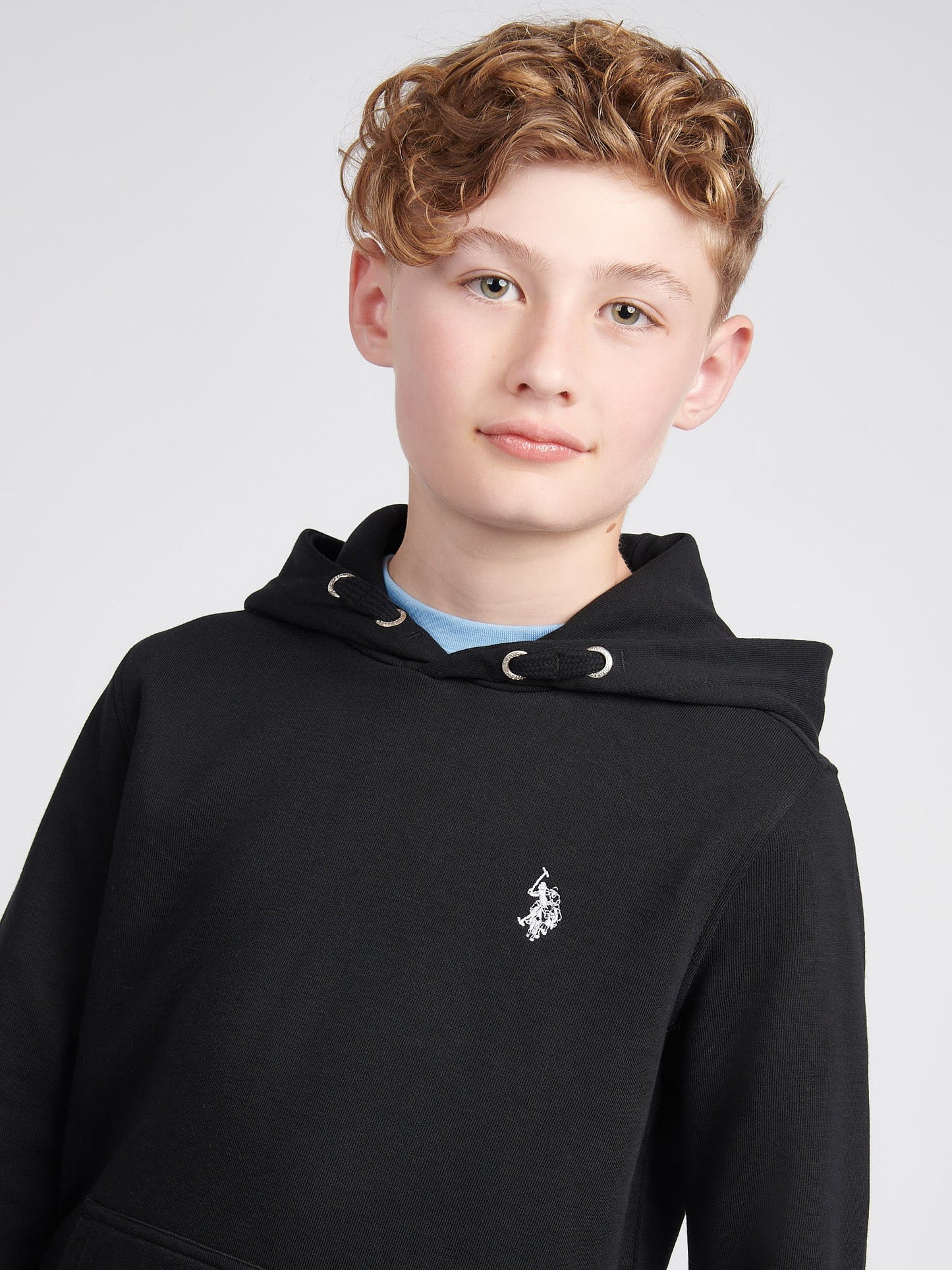 Boys Double Horsemen Hoodie Black Bright White DHM