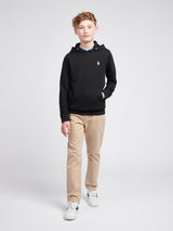Boys Double Horsemen Hoodie Black Bright White DHM