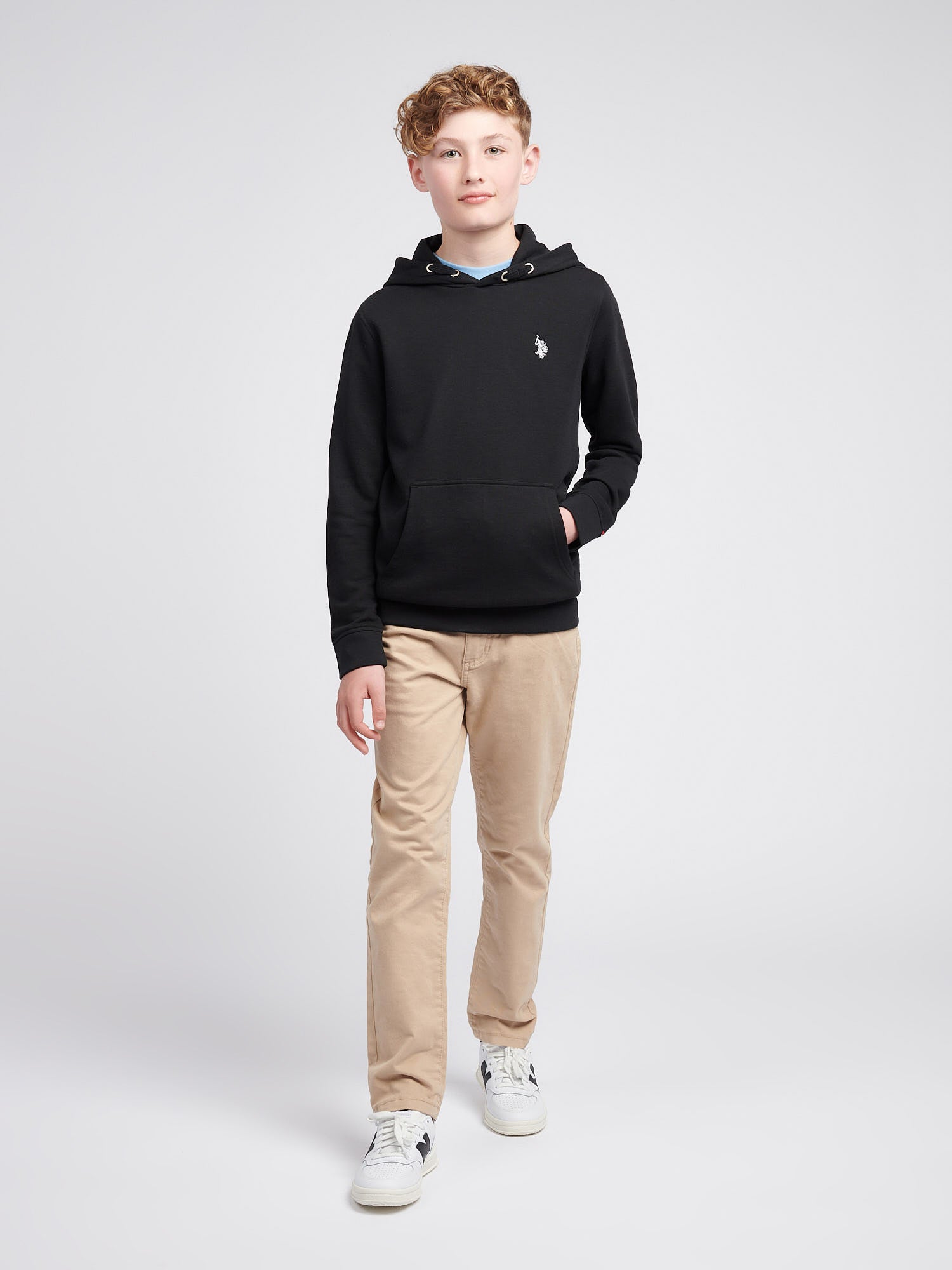 Boys Double Horsemen Hoodie Black Bright White DHM