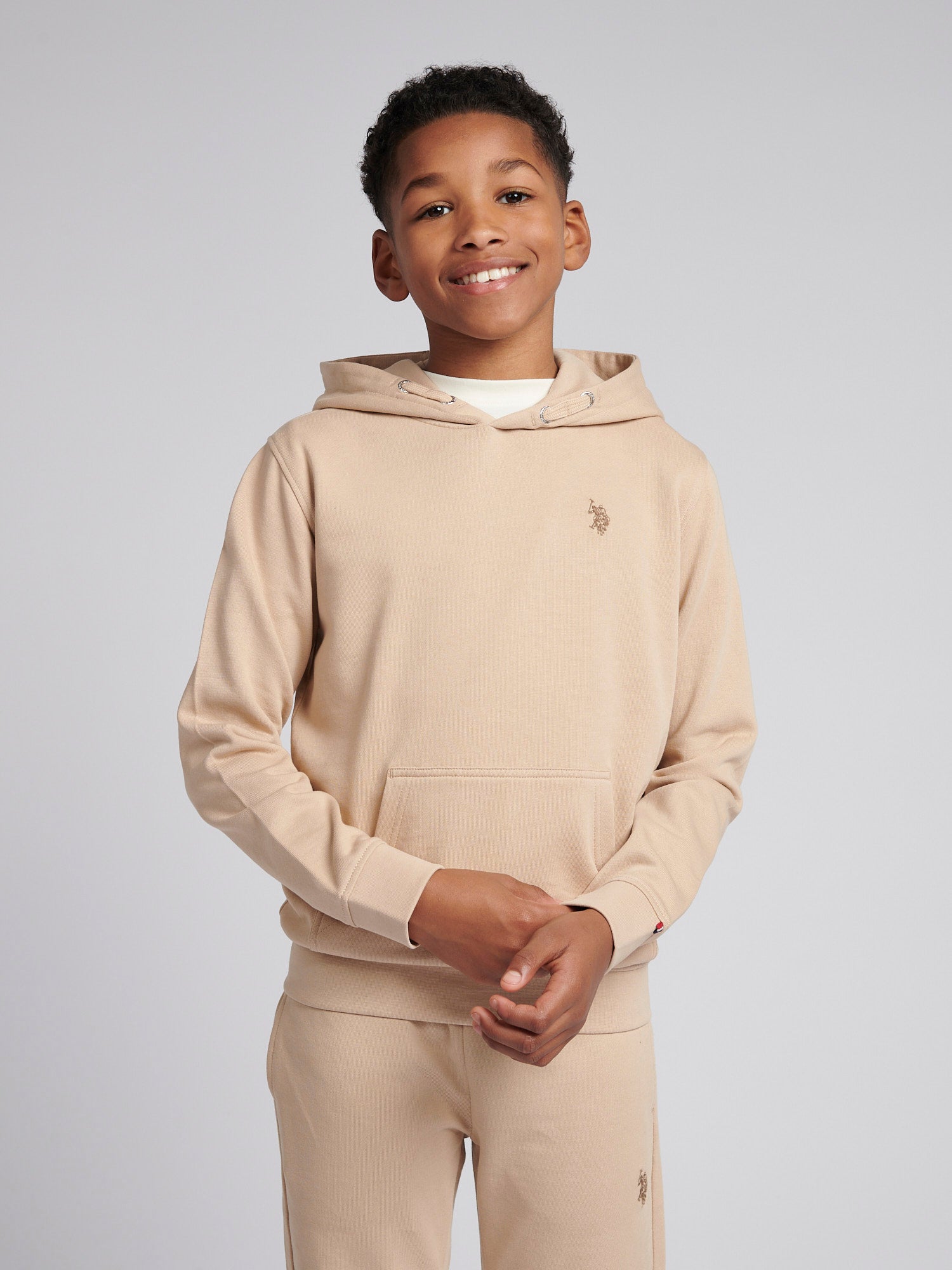 Boys Double Horsemen Hoodie Doeskin