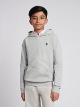 Boys Double Horsemen Hoodie Mid Grey Marl