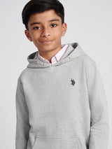 Boys Double Horsemen Hoodie Mid Grey Marl