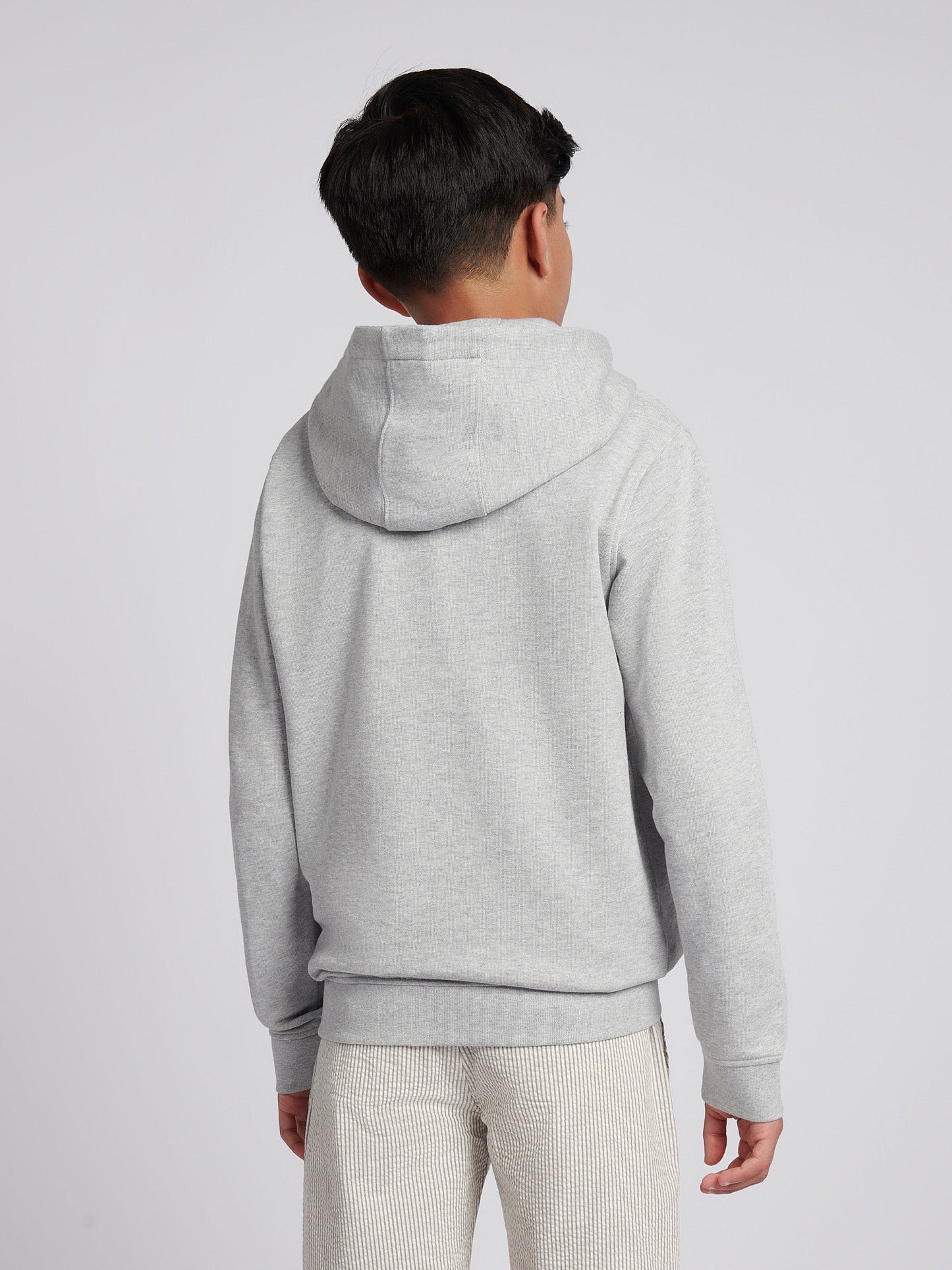 Boys Double Horsemen Hoodie Mid Grey Marl
