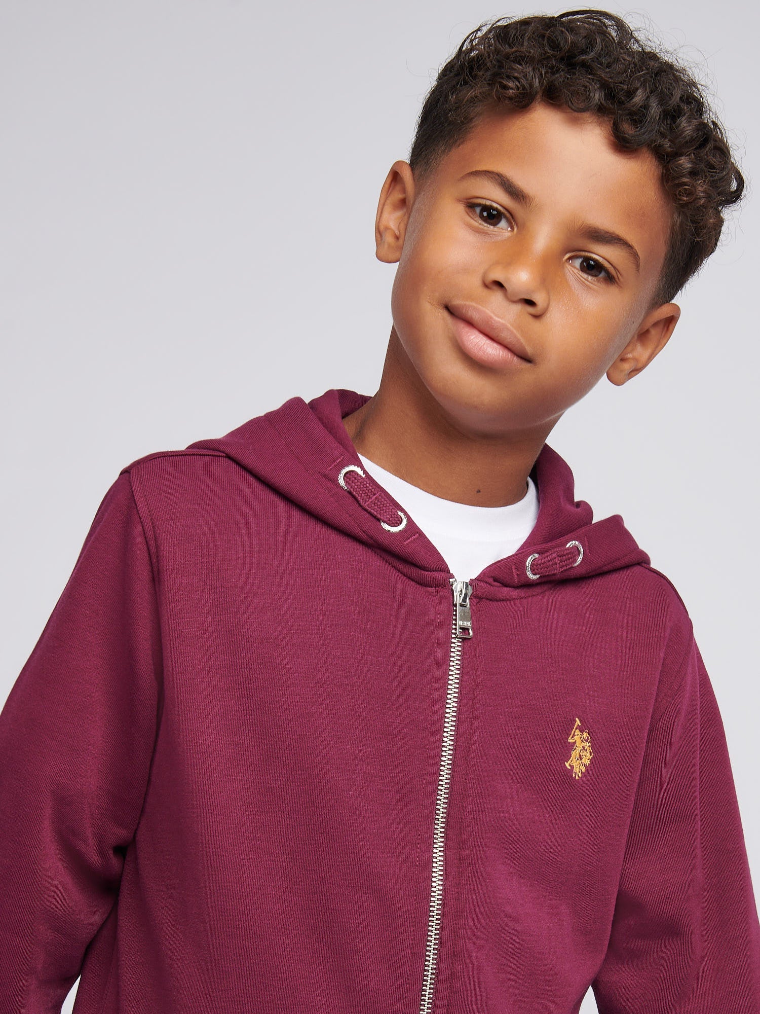Boys Double Horsemen Zip Hoodie Grape Wine