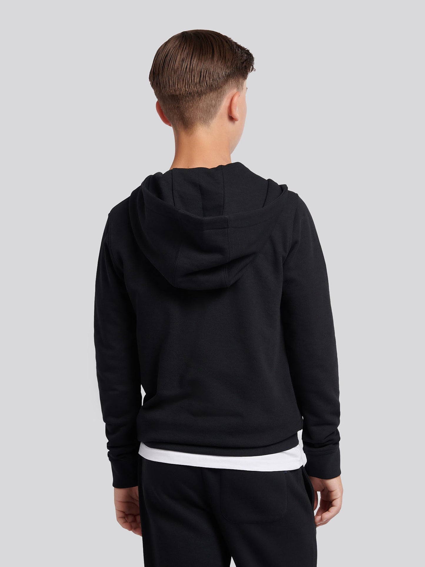 Boys Double Horsemen Zip Hoodie Black Bright White DHM