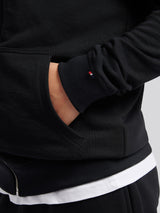 Boys Double Horsemen Zip Hoodie Black Bright White DHM
