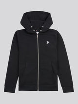 Boys Double Horsemen Zip Hoodie Black Bright White DHM