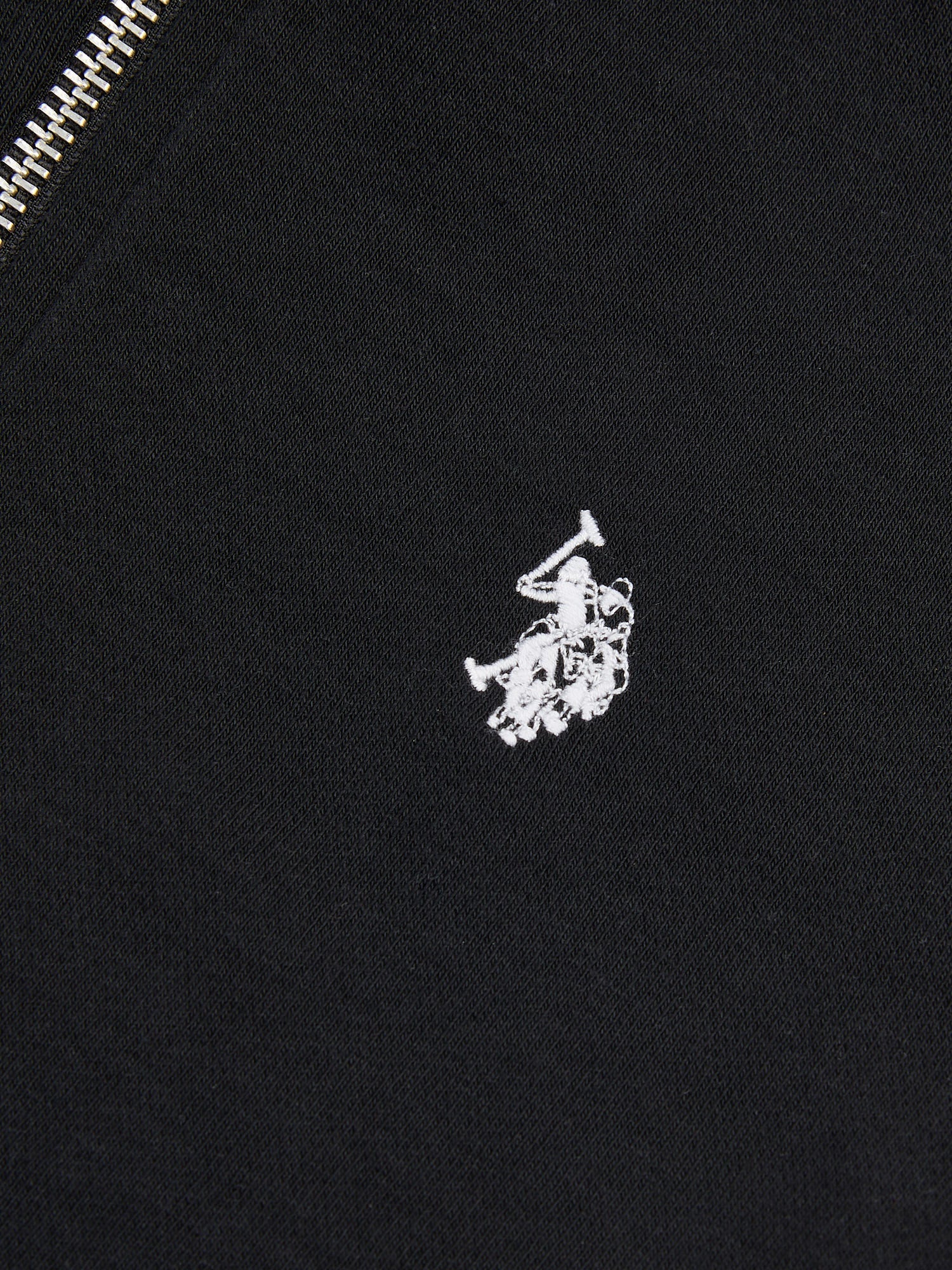 Boys Double Horsemen Zip Hoodie Black Bright White DHM