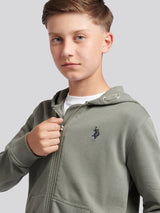 Boys Double Horsemen Zip Hoodie Mulled Basil