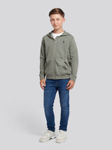Boys Double Horsemen Zip Hoodie Mulled Basil