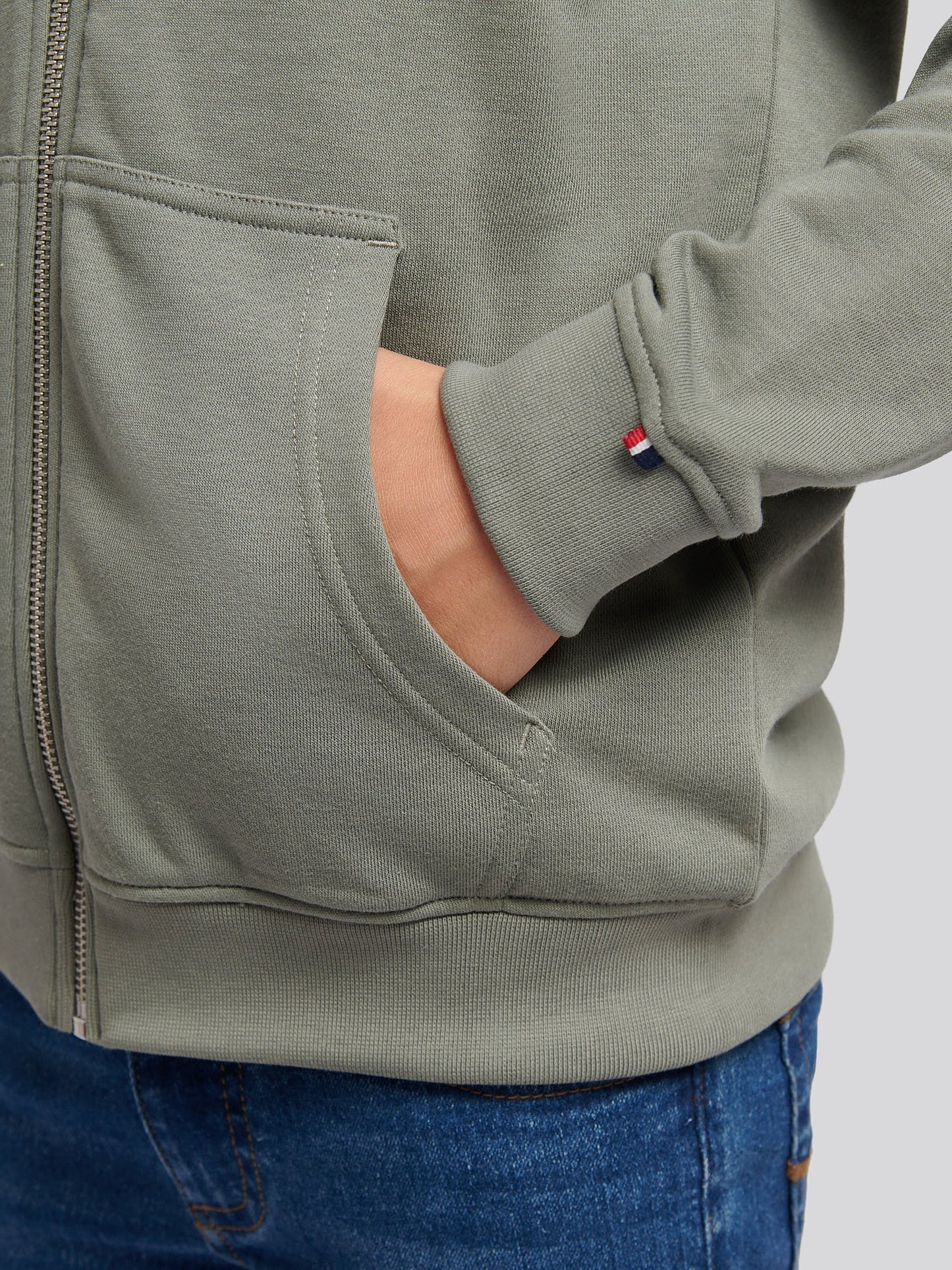 Boys Double Horsemen Zip Hoodie Mulled Basil