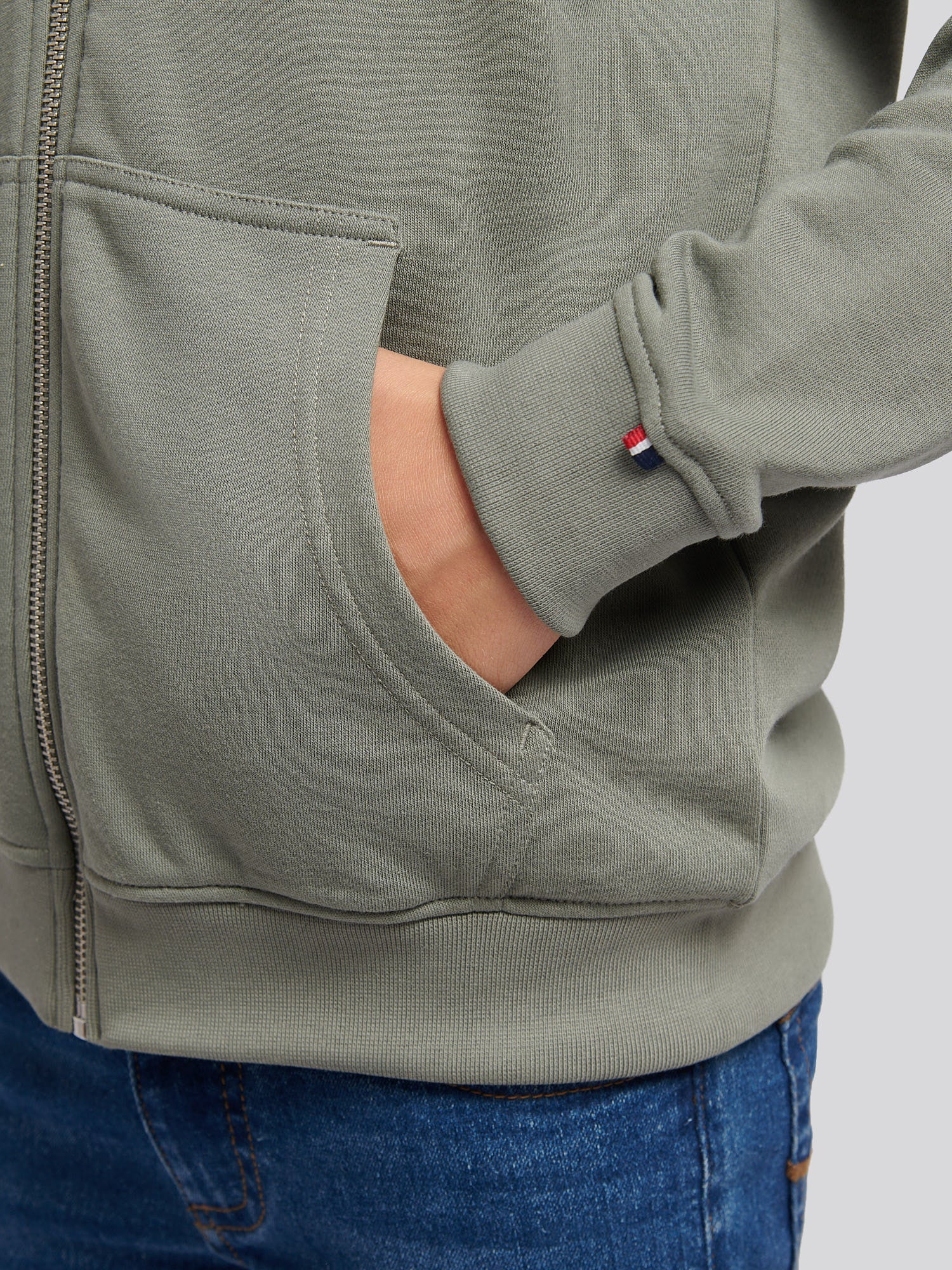 Boys Double Horsemen Zip Hoodie Mulled Basil
