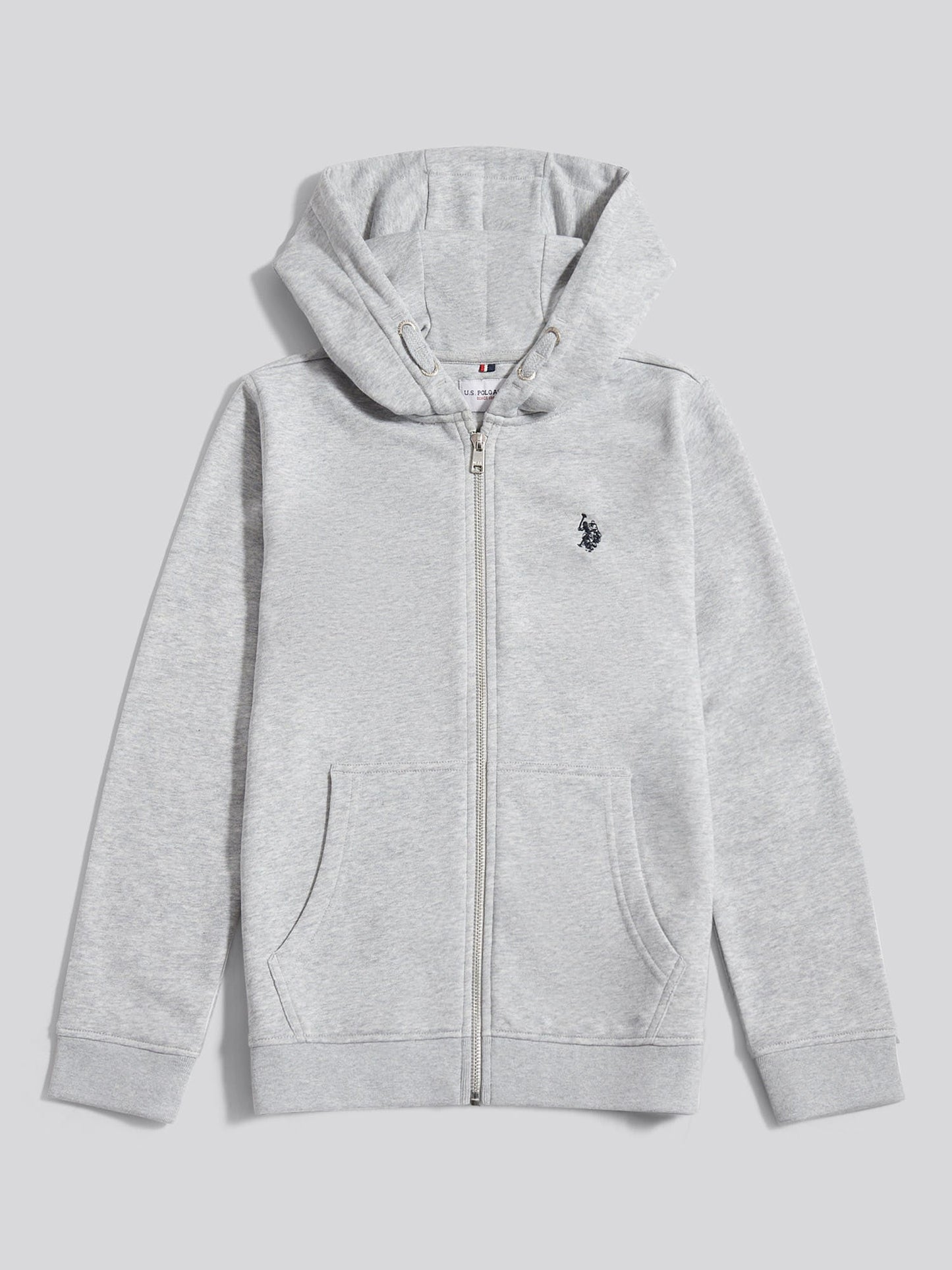 Boys Double Horsemen Zip Hoodie Mid Grey Marl
