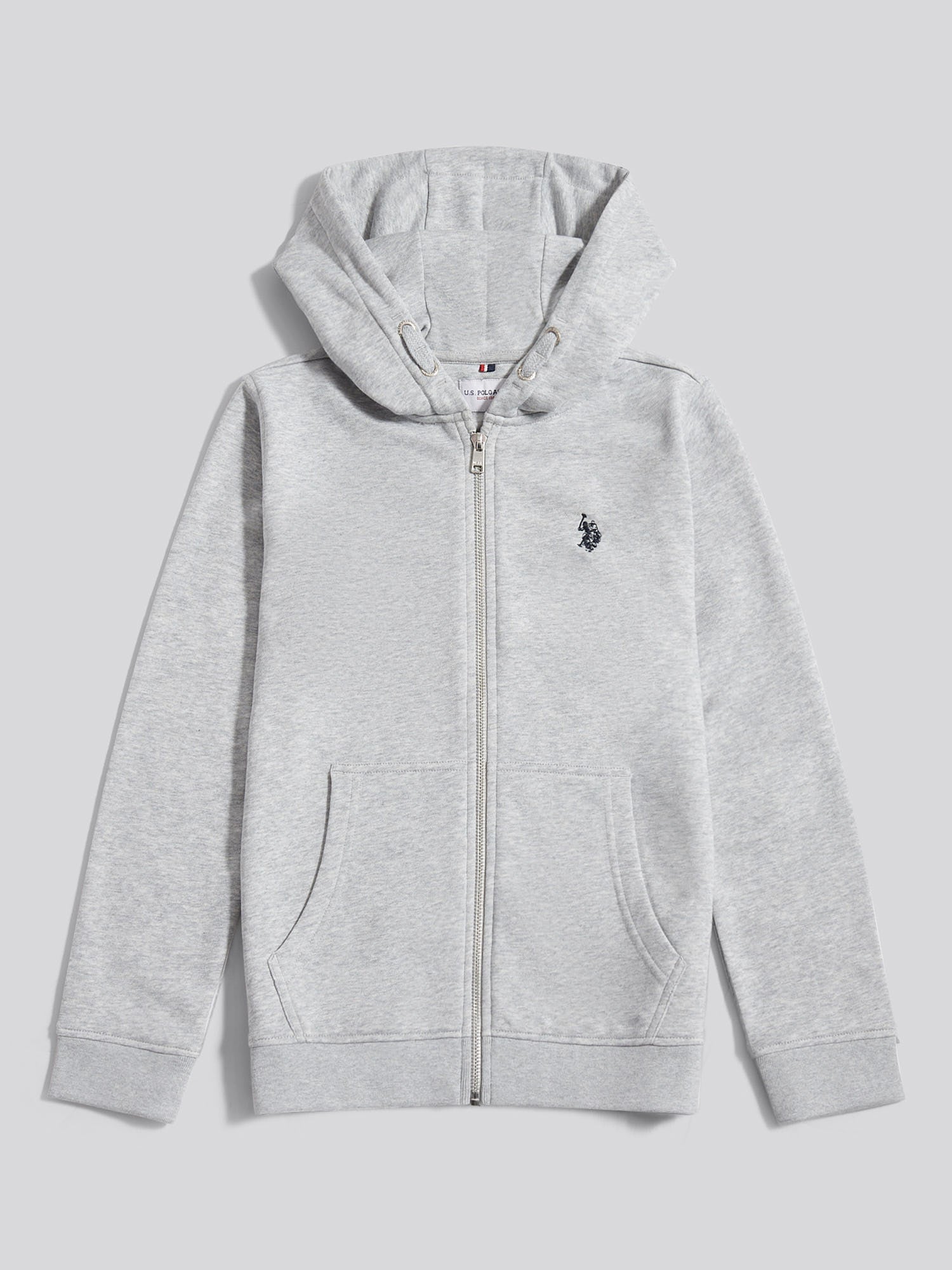 Boys Double Horsemen Zip Hoodie Mid Grey Marl