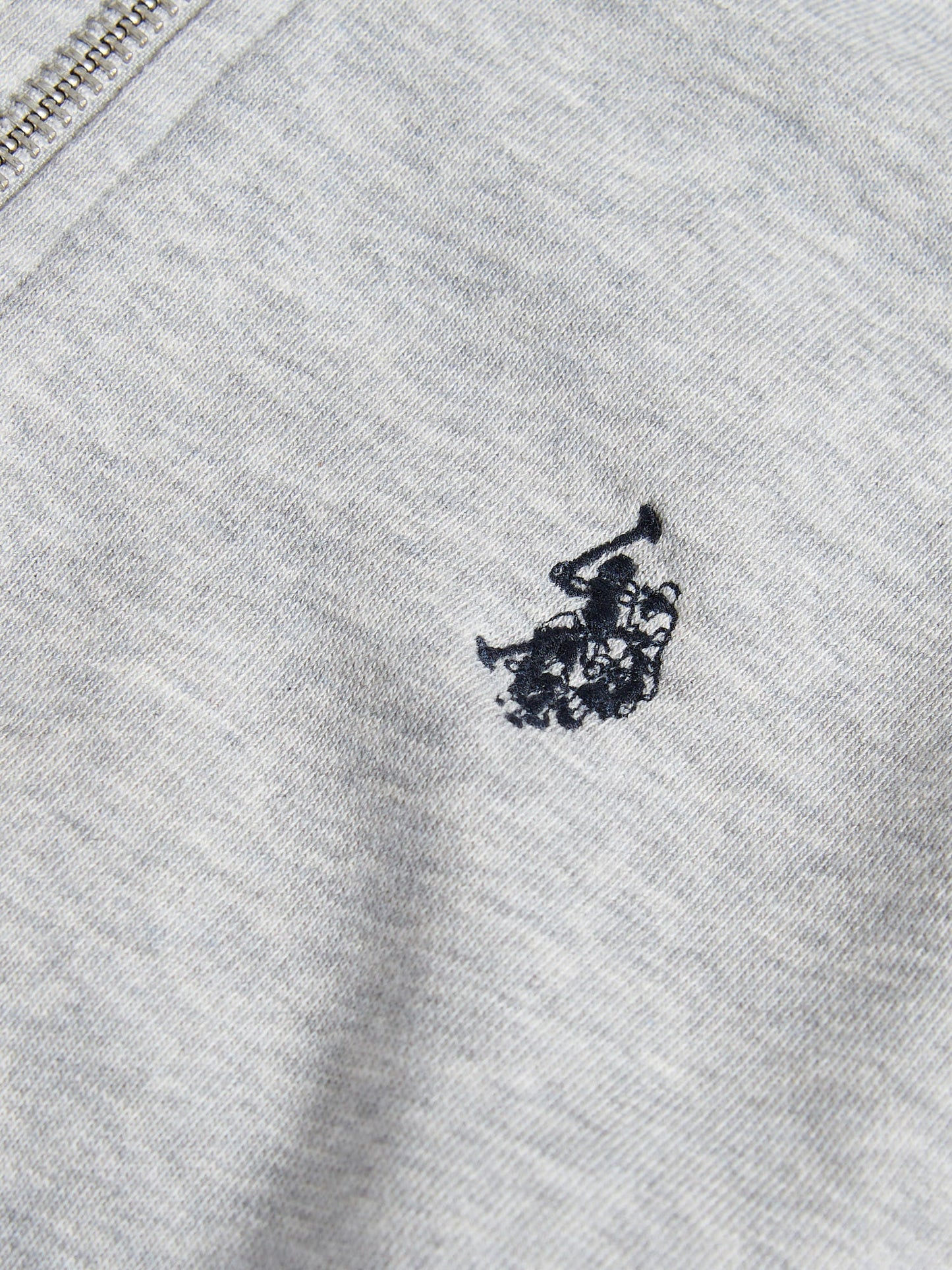Boys Double Horsemen Zip Hoodie Mid Grey Marl
