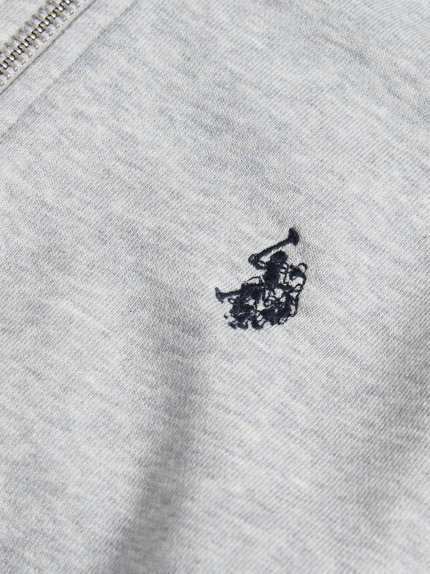 Boys Double Horsemen Zip Hoodie Mid Grey Marl