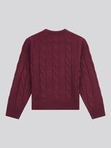 Boys Cable Knit Crew in Grape Wine