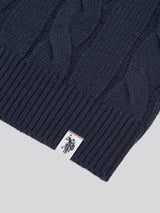 Boys Cable Knit Crew in Dark Sapphire Navy
